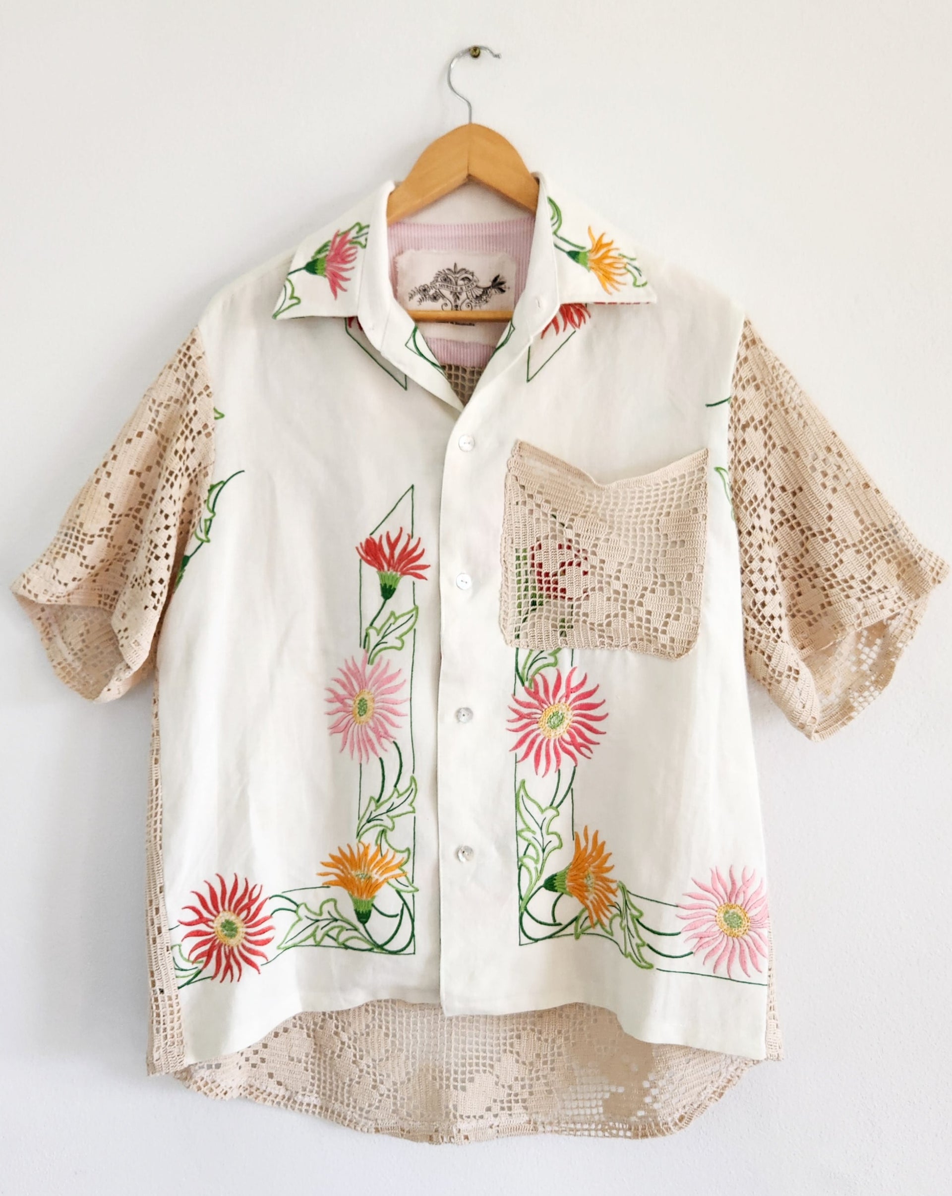 Amor Linen Cotton Romantic Embroidered Floral Shirt - Kataharatym
